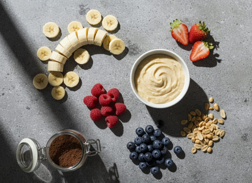 Ingredients for GLP-1 friendly banana nice cream