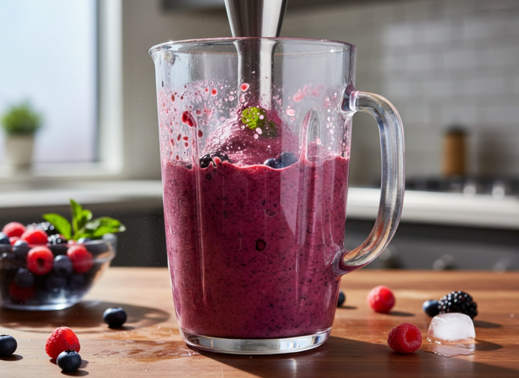 Blending berry protein smoothie for GLP-1 meal plan