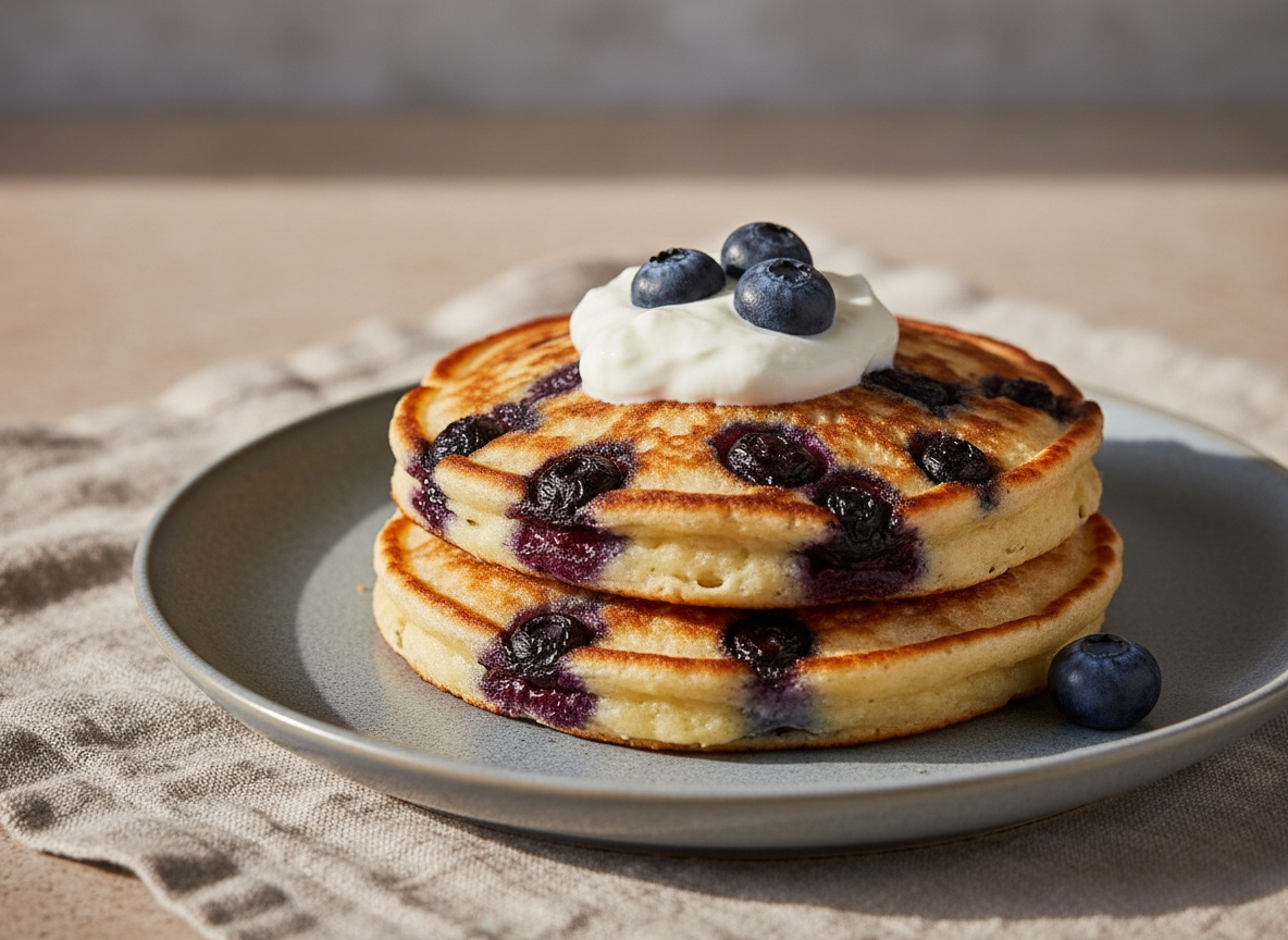 High-Protein Blueberry Cottage Cheese Pancakes (GLP-1 Friendly Breakfast)