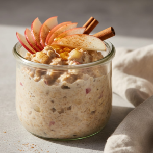 Cinnamon apple overnight oats in jar