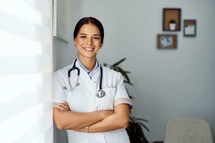 Female doctor standing in office