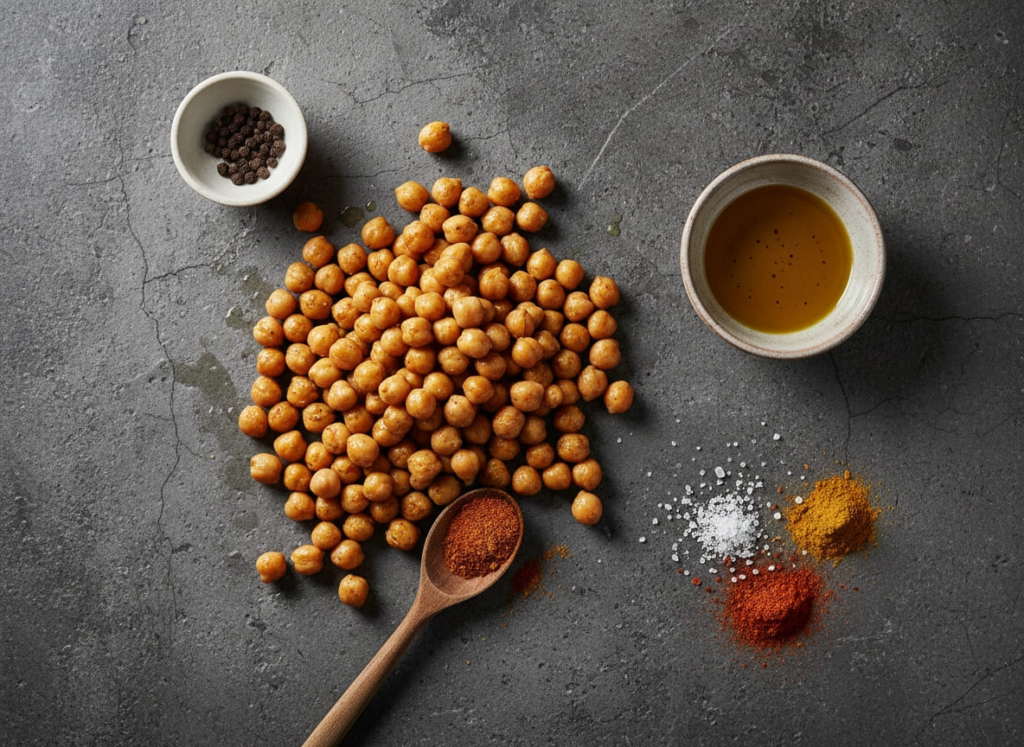 Ingredients for crispy roasted chickpeas recipe