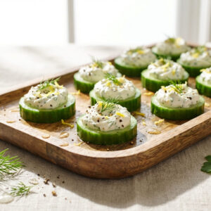 Cucumber slices with cream cheese snack for GLP-1 diets