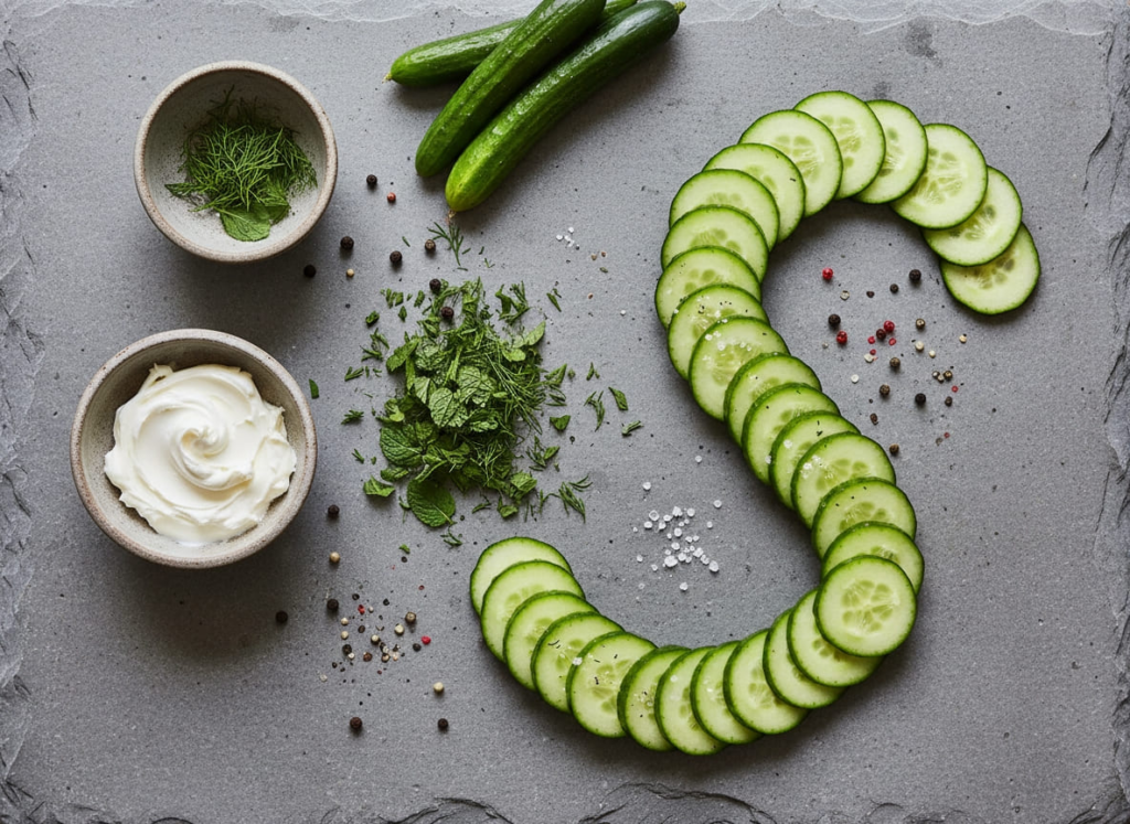 Ingredients for cucumber and cream cheese GLP-1 snack