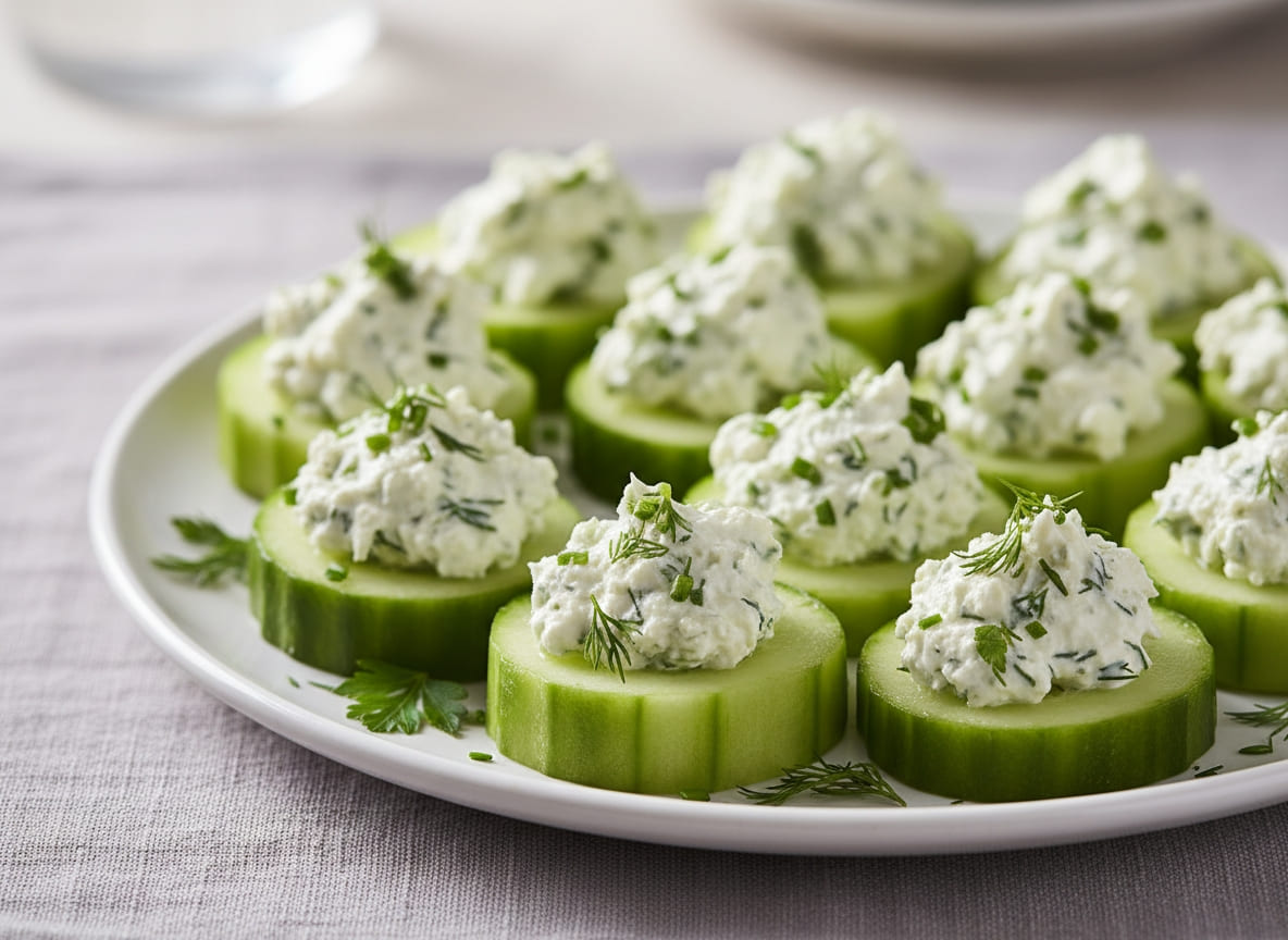 Cucumber Slices with Herbed Cream Cheese (GLP-1 Light Snack)