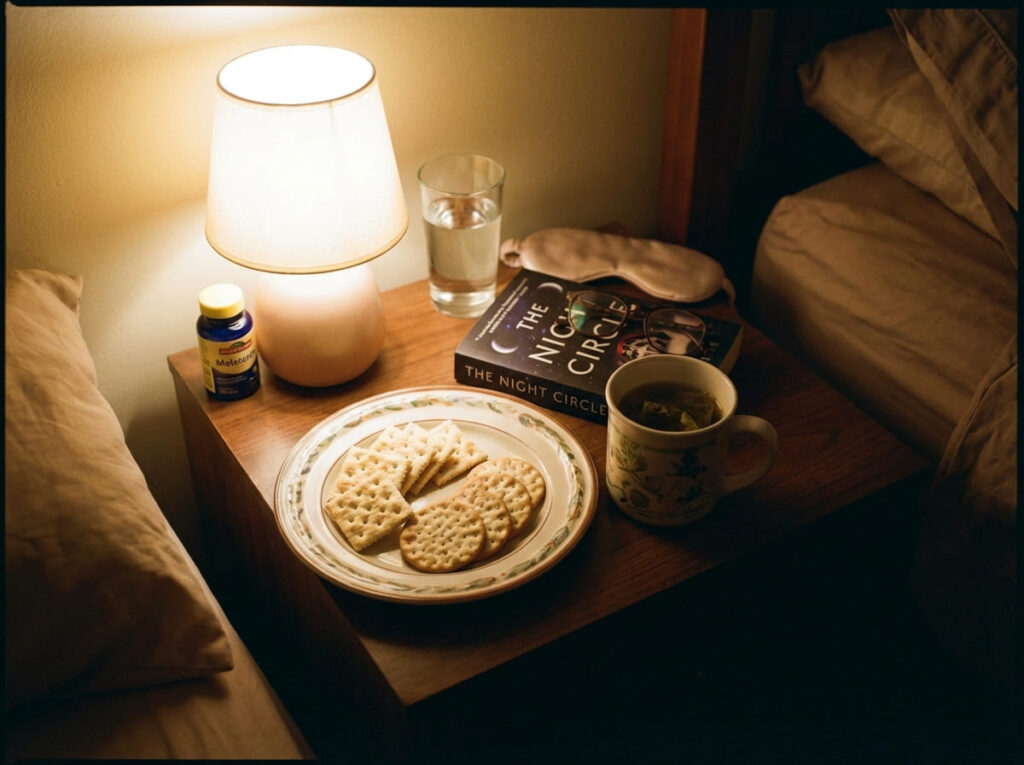 Dry crackers on bedside for managing GLP-1 nausea symptoms