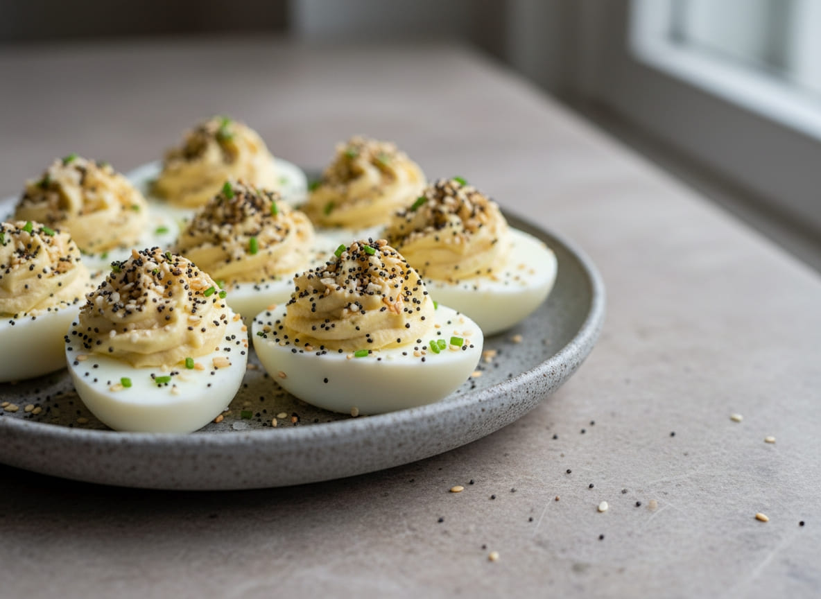 Everything Bagel Deviled Eggs (GLP-1 High-Protein Snack)