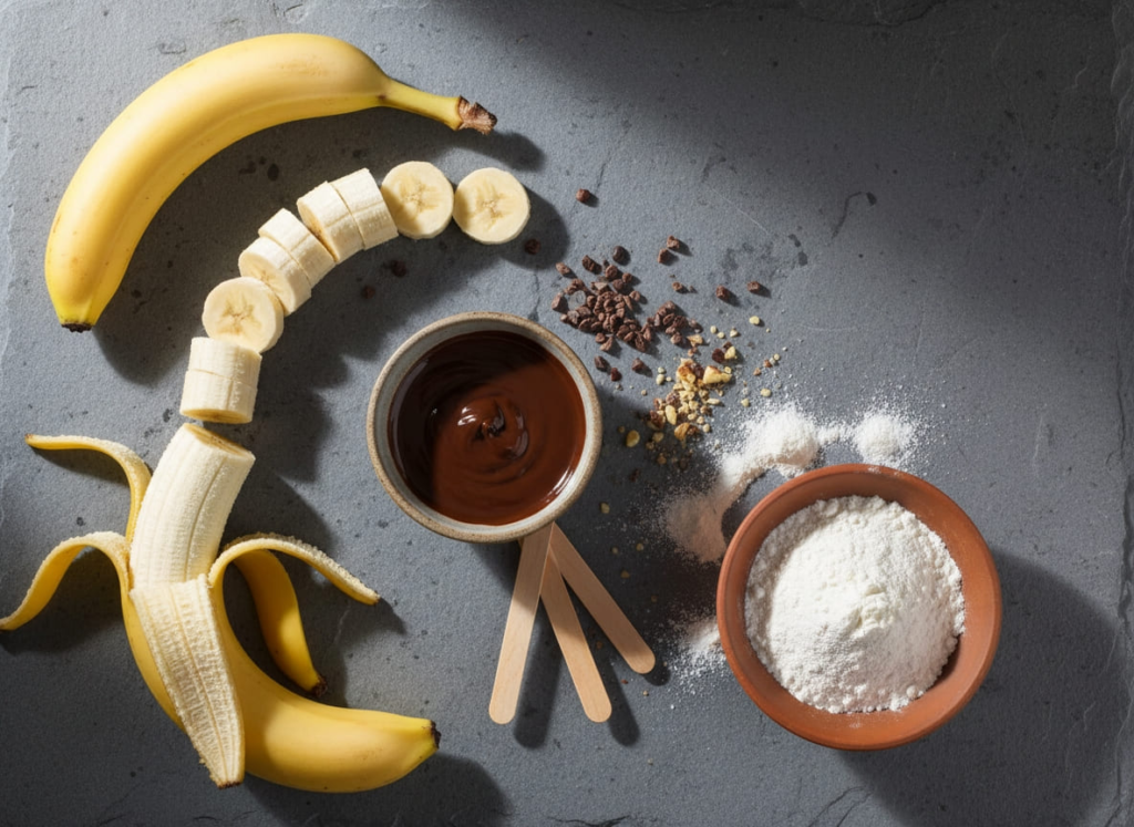 Ingredients for protein banana pops on GLP-1 dessert menu