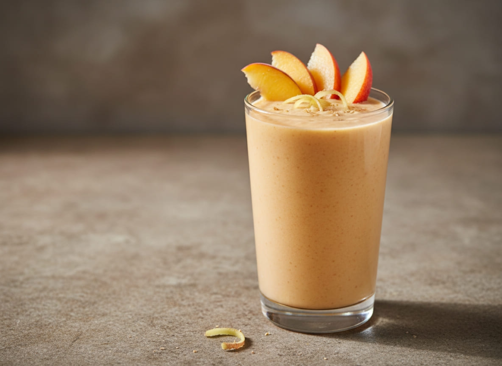 Ginger peach smoothie in a glass