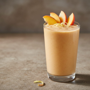 Ginger peach smoothie in a glass