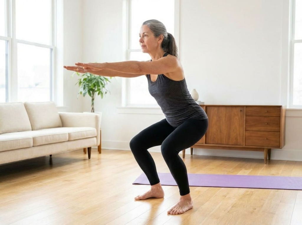 Woman doing bodyweight squat
