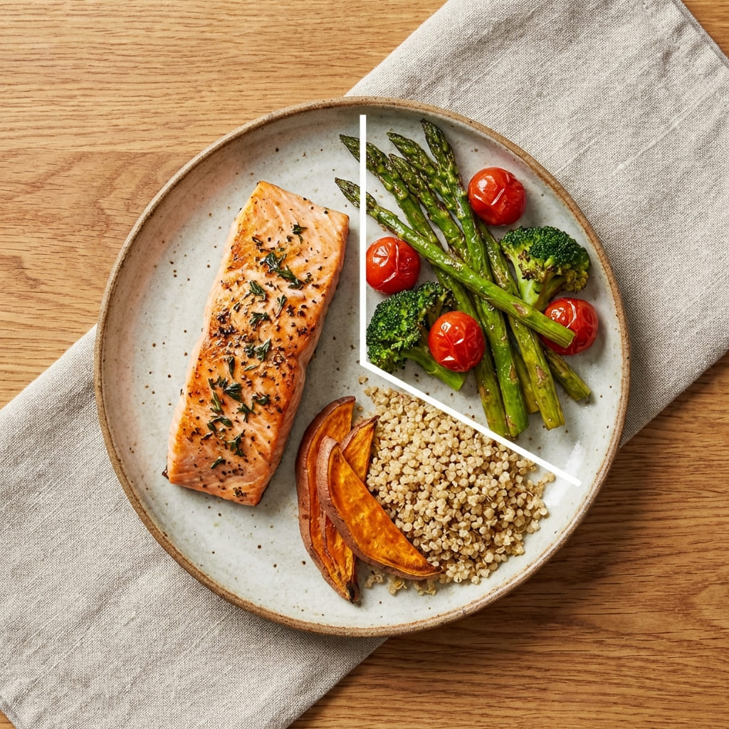 Balanced plate of food for GLP-1 diet