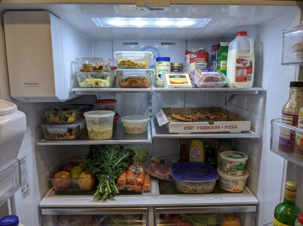 Fridge filled with food for GLP-1 diet