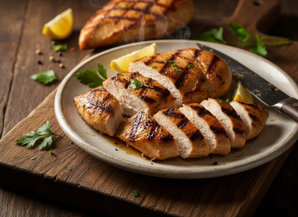 Grilled chicken in bowl