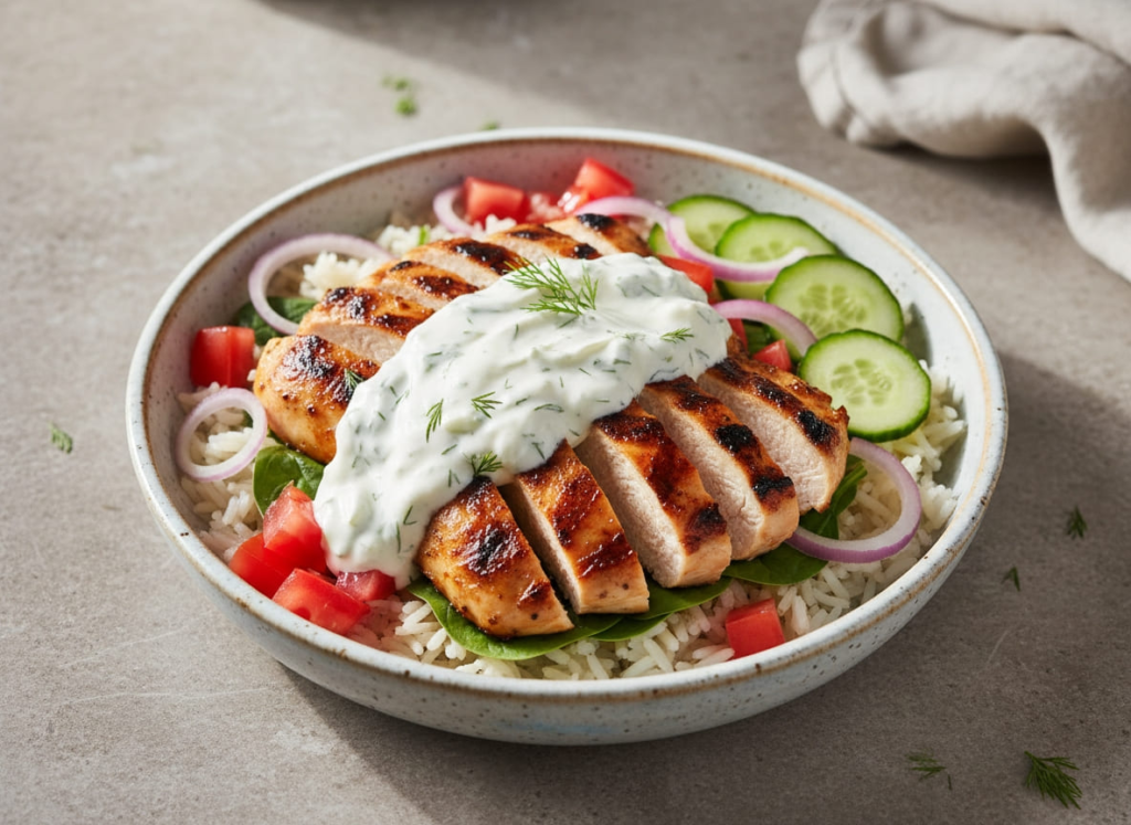 Greek chicken bowl with tzatziki recipe for GLP-1 users