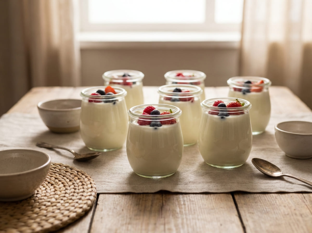 Set of Greek yogurt cheesecake cups