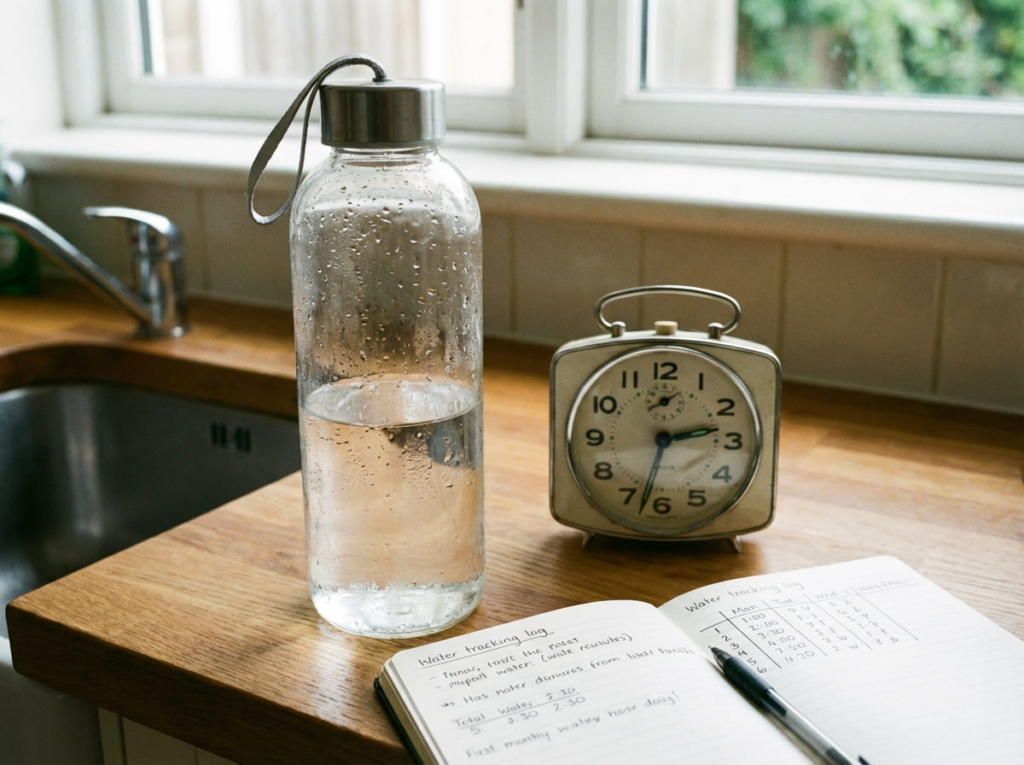 Water bottle filled with water