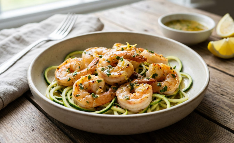 Lemon Garlic Shrimp with Zucchini Noodles (GLP-1 Dinner)