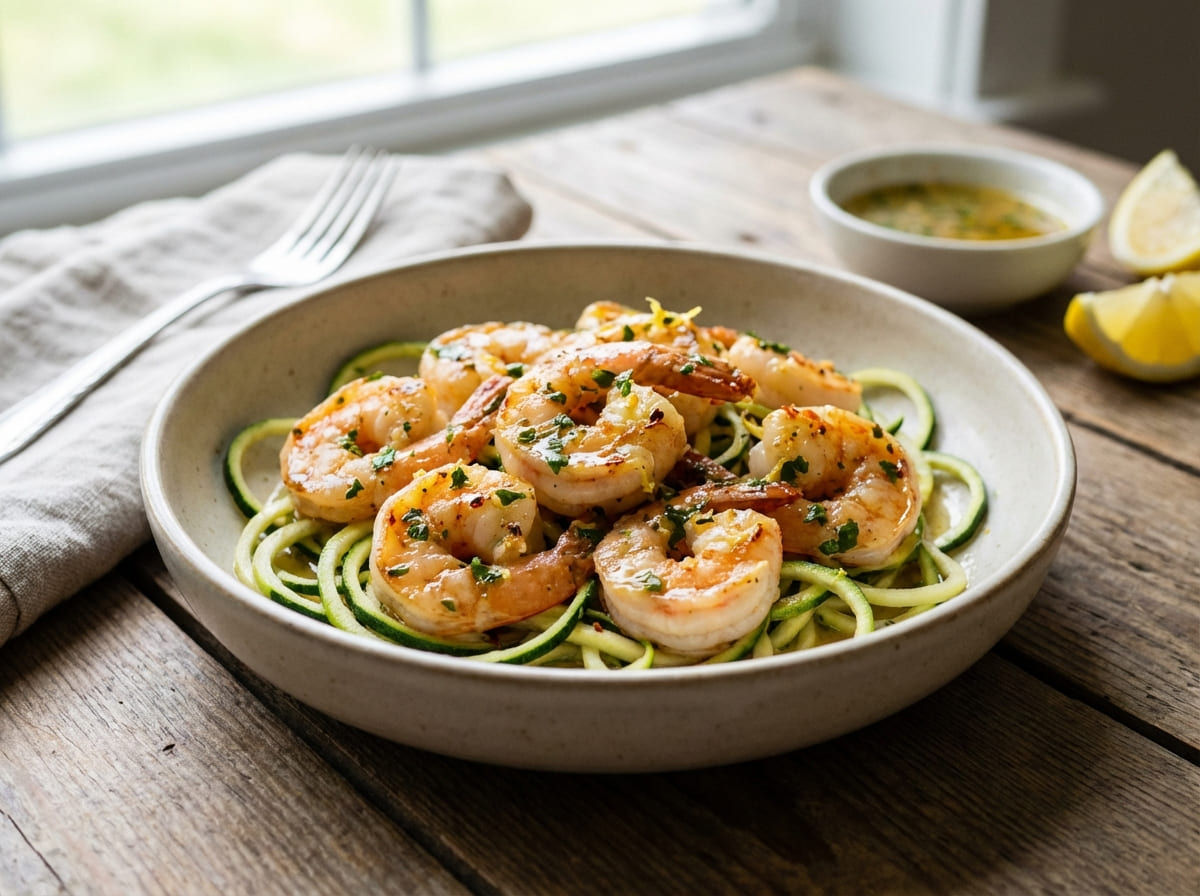 Lemon Garlic Shrimp with Zucchini Noodles (GLP-1 Dinner)