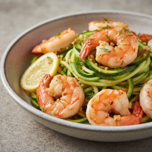 Lemon garlic shrimp zucchini noodles recipe for GLP-1 users