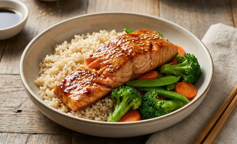 GLP-1 friendly Sesame ginger salmon plated