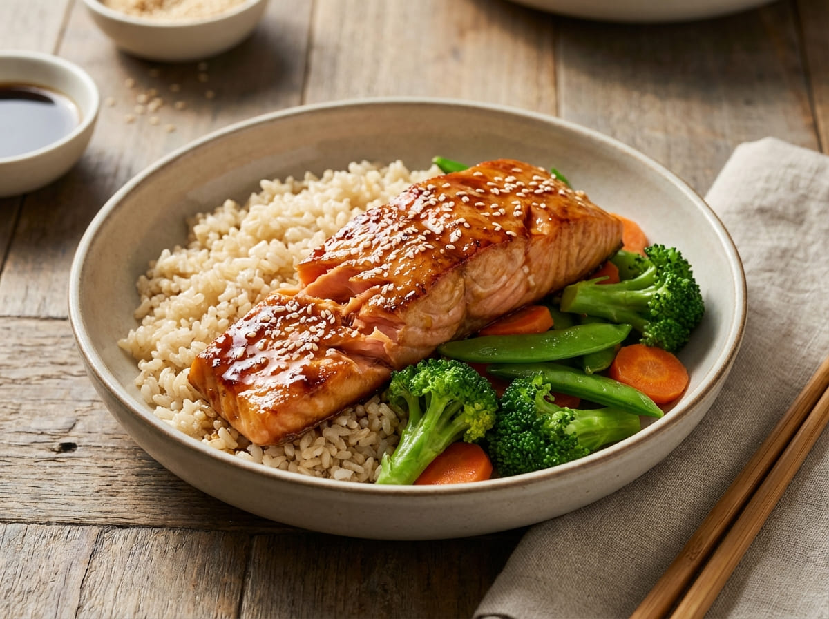 Sesame Ginger Salmon with Rice (GLP-1 High-Protein Meal)