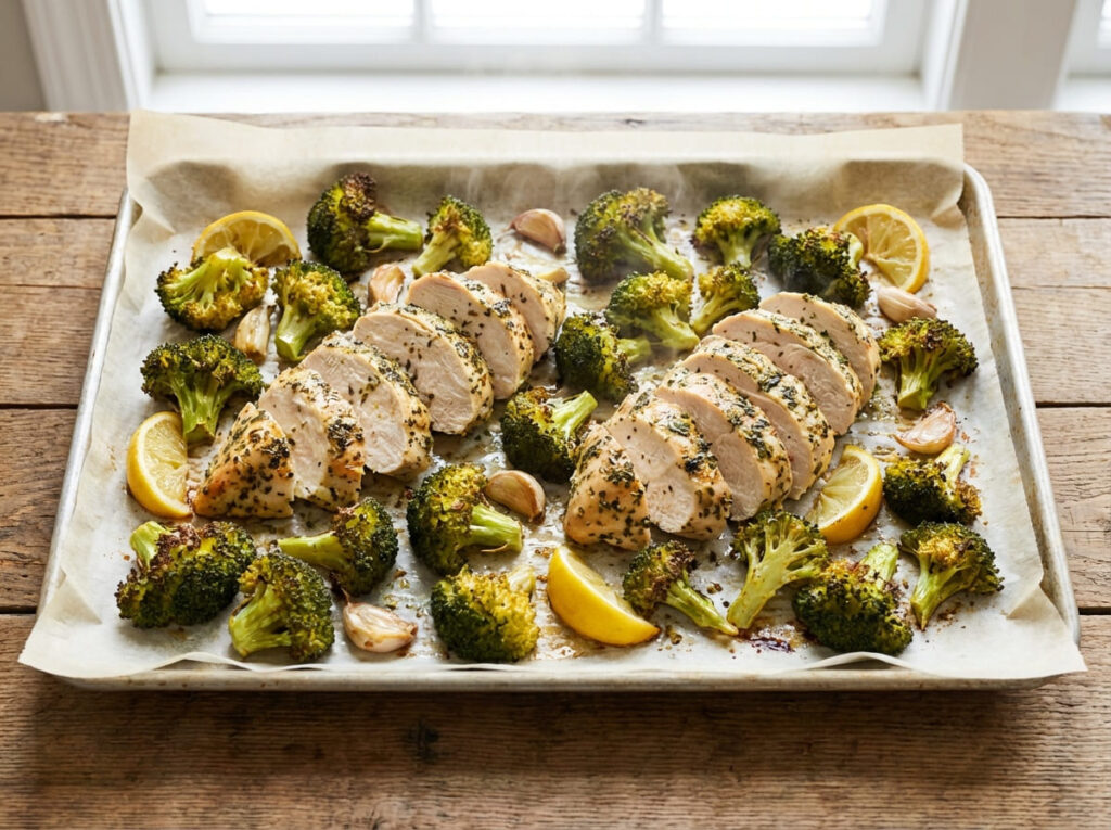 Sheet pan chicken and broccoli for GLP-1 diet
