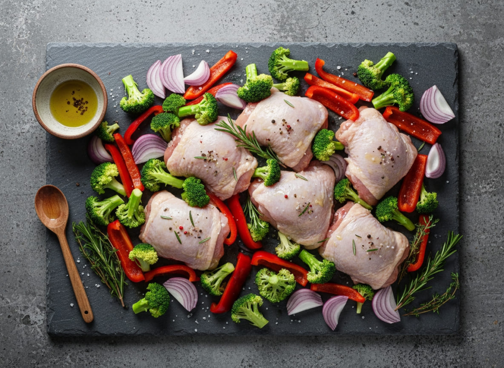 Ingredients for sheet pan chicken GLP-1 recipe