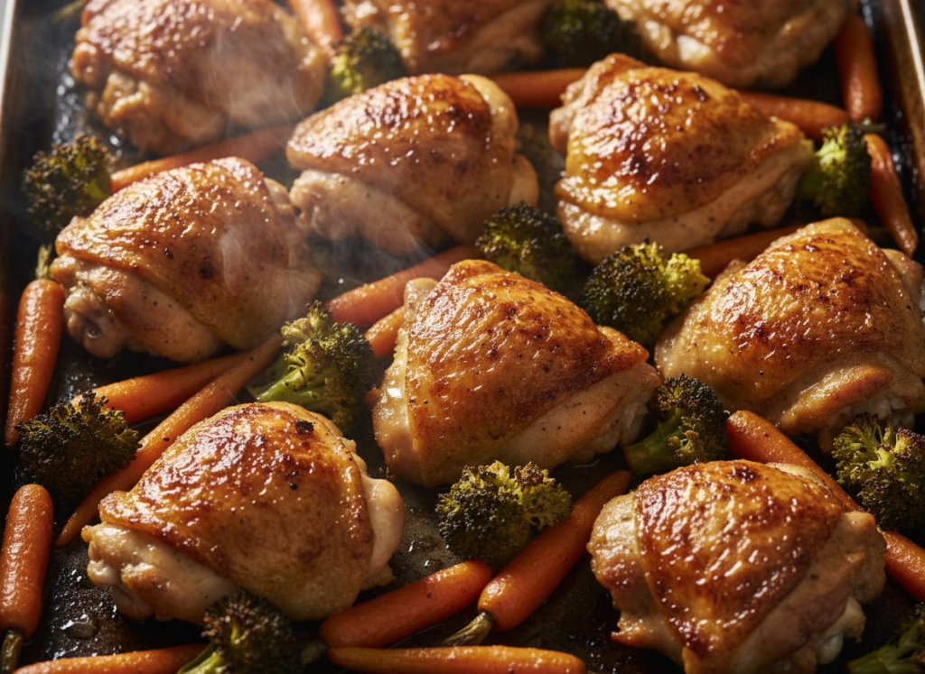 Sheet pan roasted chicken for GLP-1 diet roasting in pan