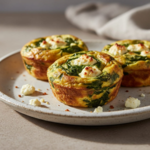 Spinach and feta egg muffins on plate