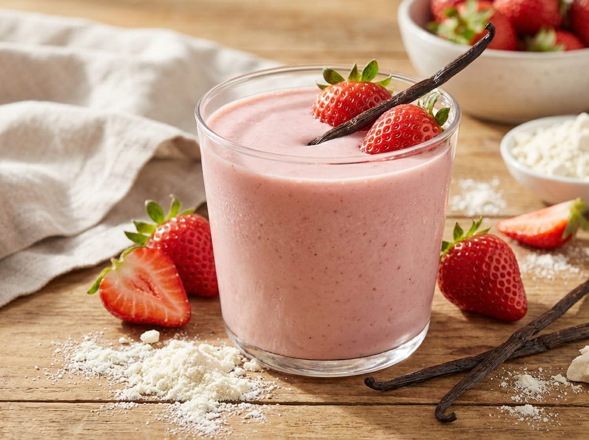 Strawberry Vanilla Protein Smoothie (30g Protein, GLP-1 Friendly)