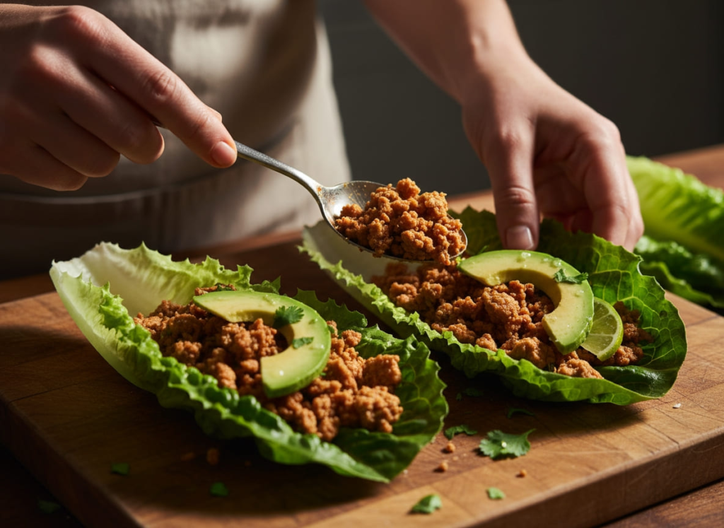 Turkey avocado lettuce wraps prep
