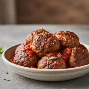 Plate of turkey meatballs with marinara for a GLP-1 diet