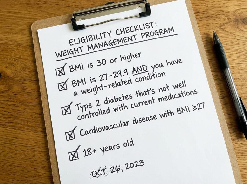 Chart showing eligibility criteria for GLP-1s