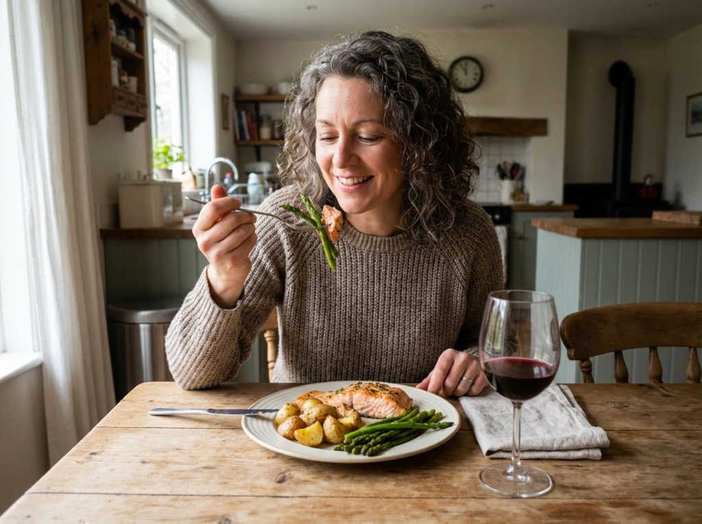 Woman eating healthy on a GLP-1 diet