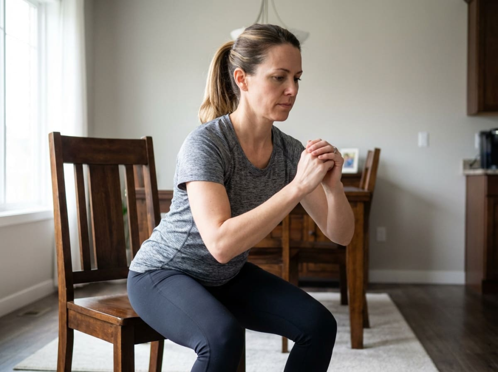 Woman performing bodyweight exercises