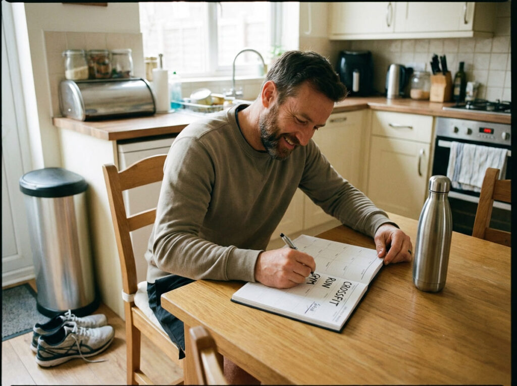 Man logging exercises for GLP-1 lifestyle