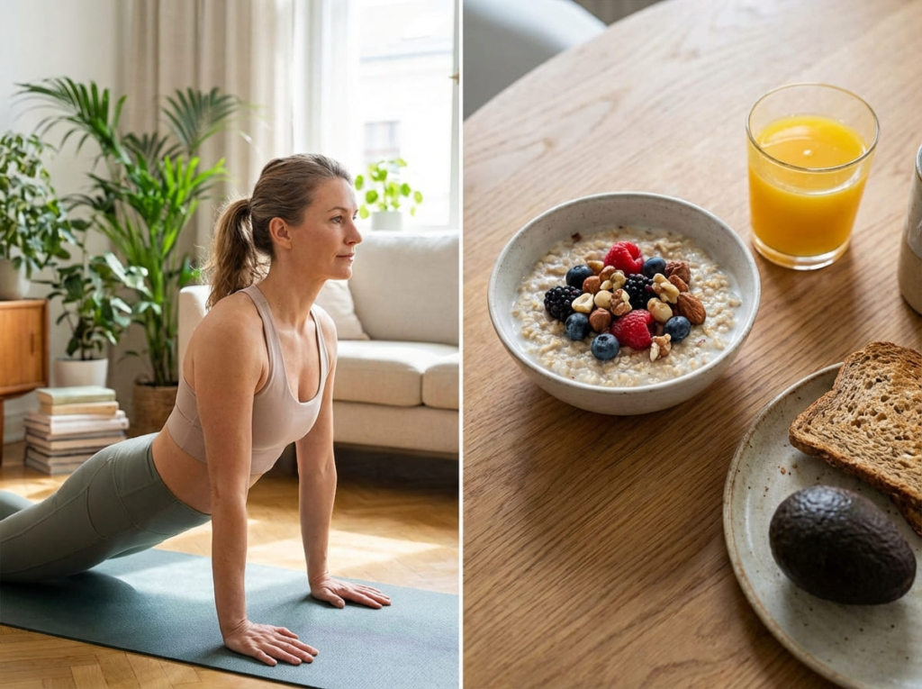Woman exercising and eating healthy on GLP-1s