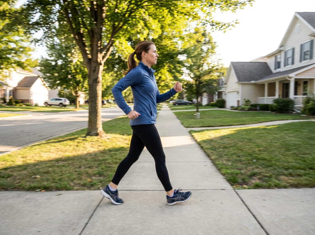 Woman walking outside for exercise