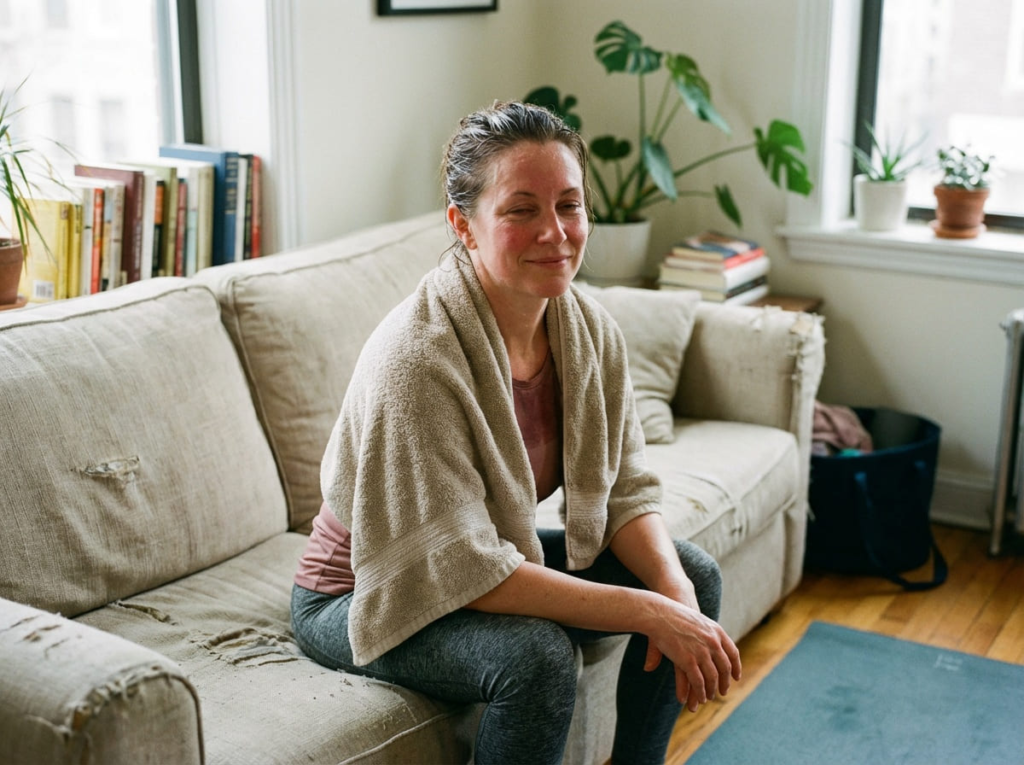 Woman resting on couch