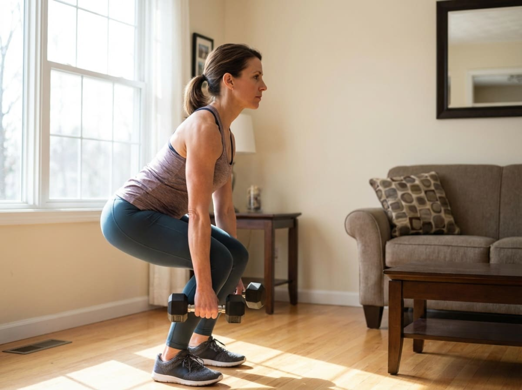 Woman building strength with dumbbell exercises