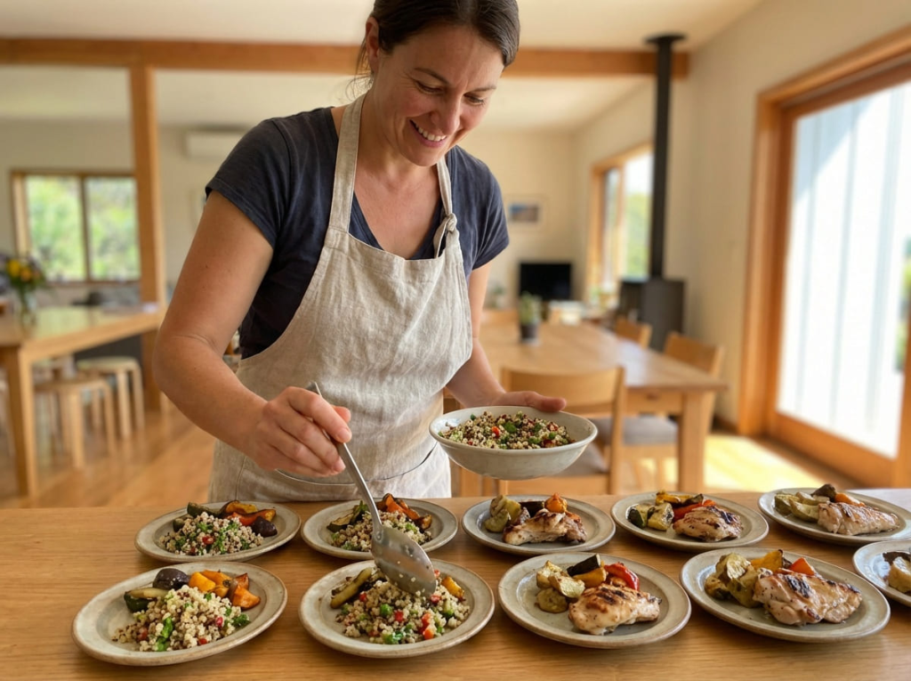 Woman organizing portions for GLP-1 diet