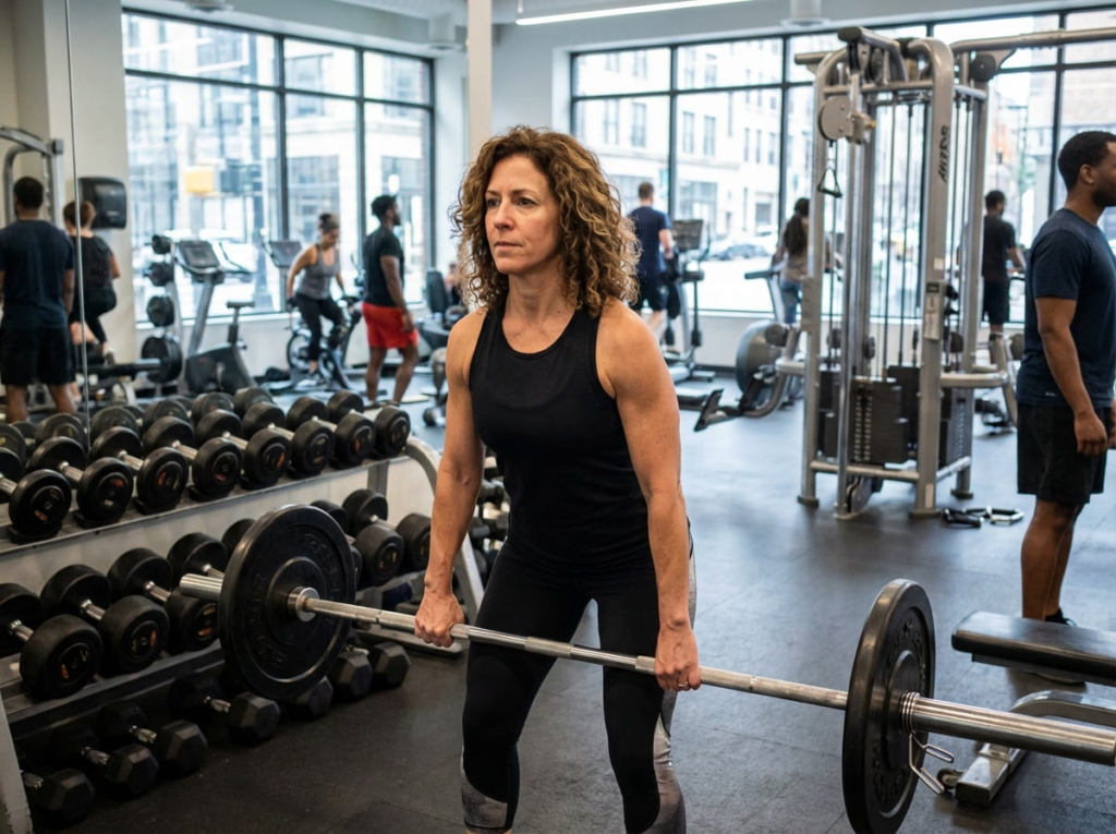 Woman strength training at the gym