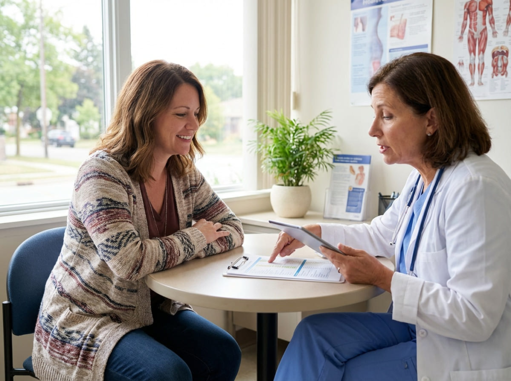 Woman meeting with GLP-1 doctor