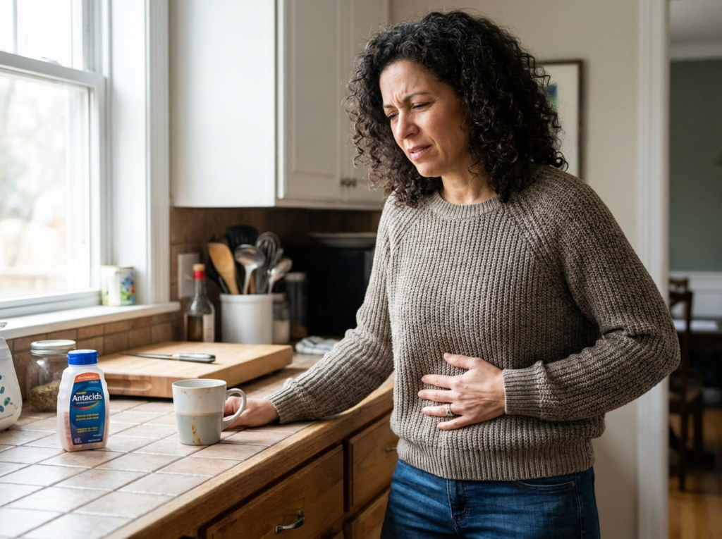 Woman experiencing GLP-1 nausea