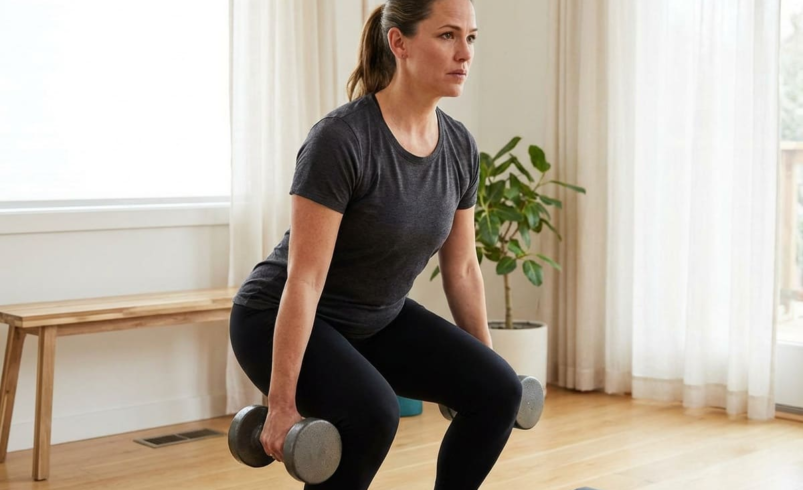 Woman performing strength training exercise while on GLP-1s